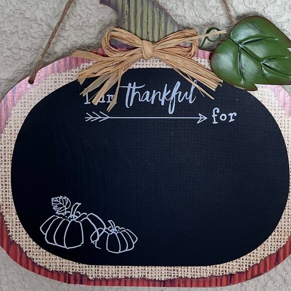Mini Pumpkin Chalkboard Hanging Decoration Thankful Fall Thanksgiving - Picture 3 of 5